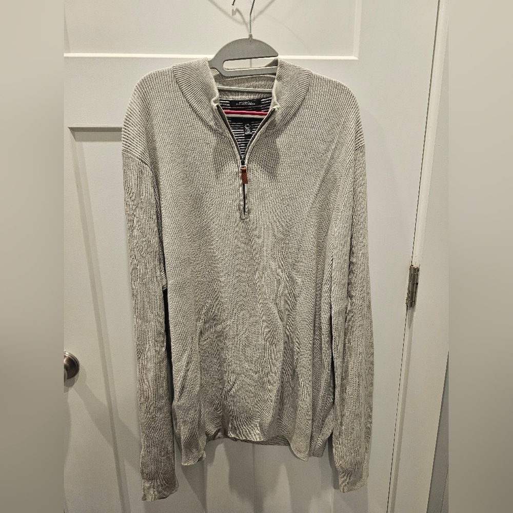 Nordstrom Men’s Shop Gray Cotton Cashmere 1/4 Zip Sweater XXL